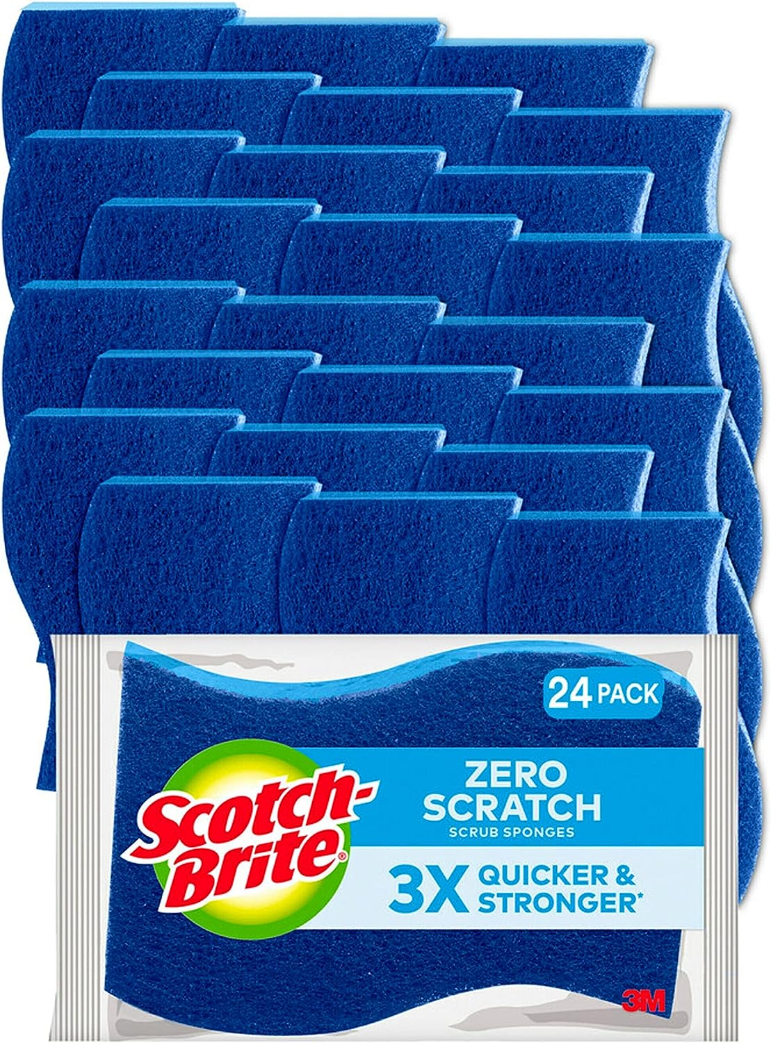 Scotch-Brite Zero Scratch Non-Scratch Scrub Sponges, Sponges for Cleaning Kitchen, Bathroom, and Household, non-scratch Sponges Safe for Non-Stick Cookware, 9 Scrubbing Sponges