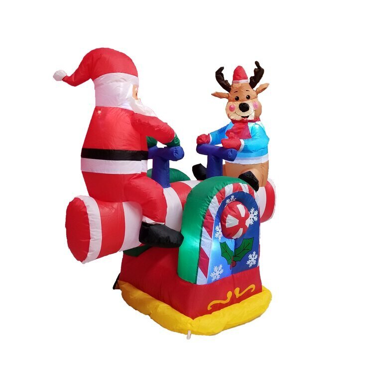 Christmas Inflatables Animated Santa Reindeer Teeter Totter Decoration