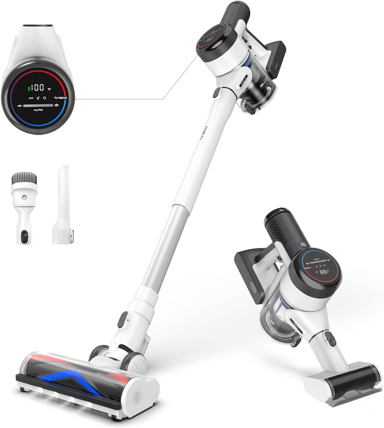 Cordless Vacuum Cleaner, Smart Stick Handheld Vacuum Strong Suction & Lightweight, Cordless Handheld Vacuum Deep Clean Hair, Hard Floor, Carpet, Car (Pure ONE S11 Grey)