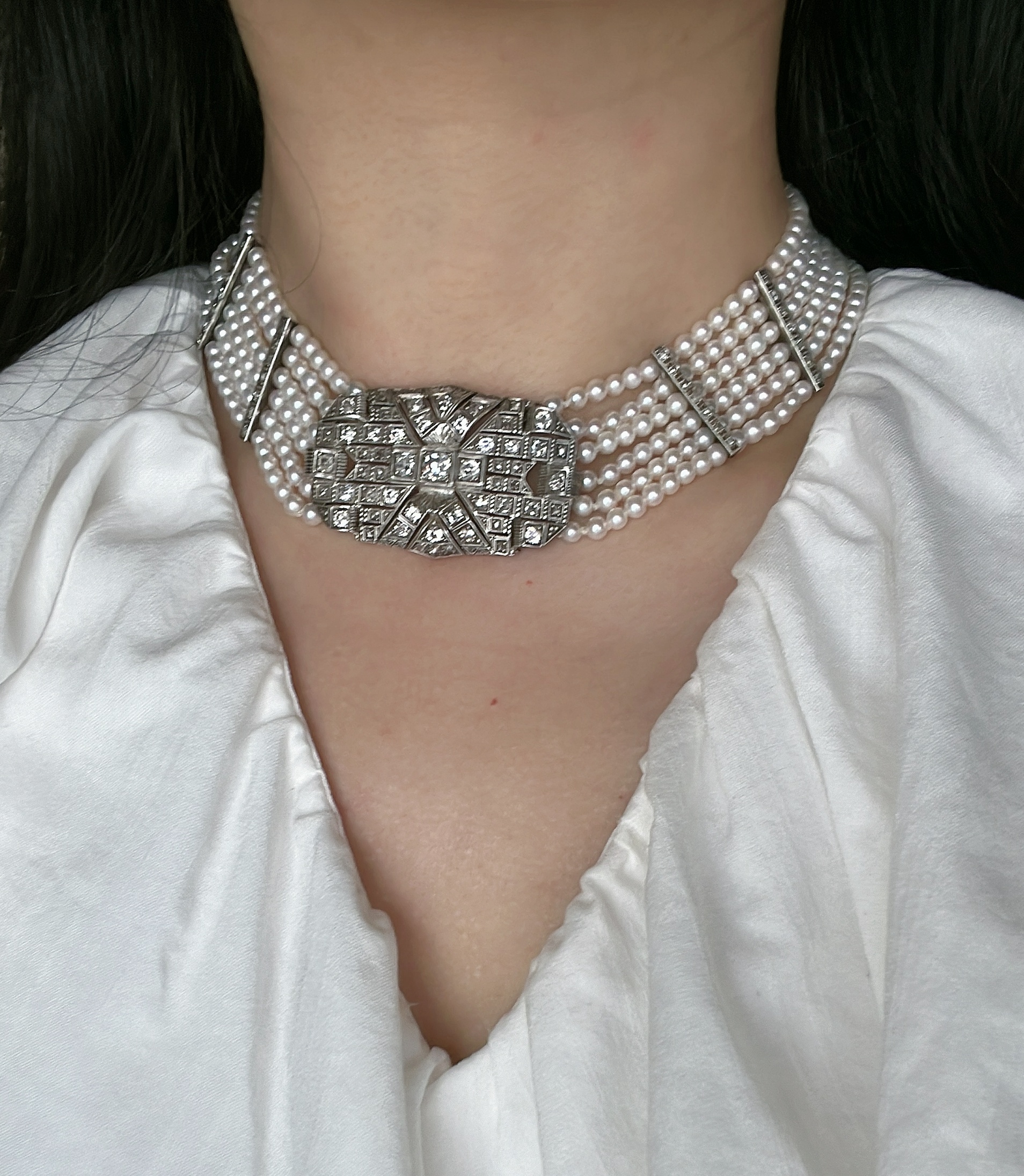 復古風格多排珍珠項鍊