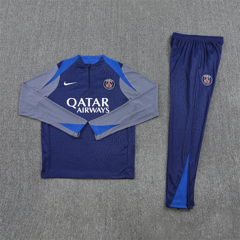 2025/2026 Paris Saint-Germain Royal Blue half zip training suit set