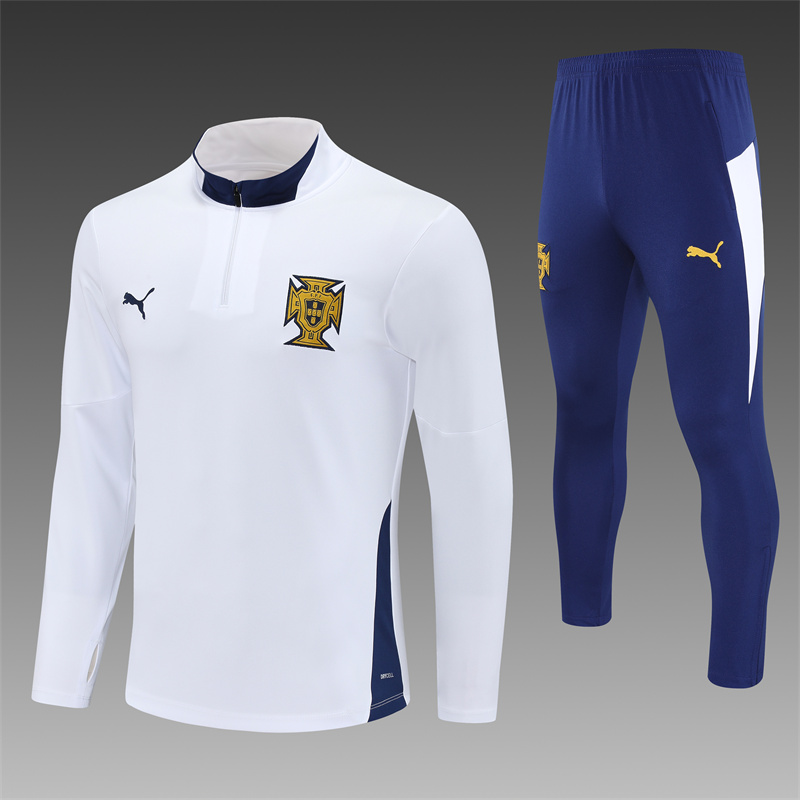 2025/2026 Portugal Half-Pull Training Suit White Football Shirt