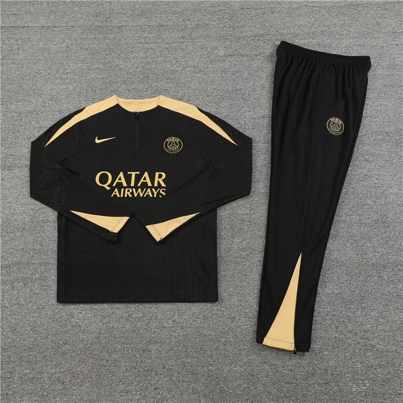 2024/2025 Paris Saint-Germain Black Gold Half-Pull Training Suit Player Edition