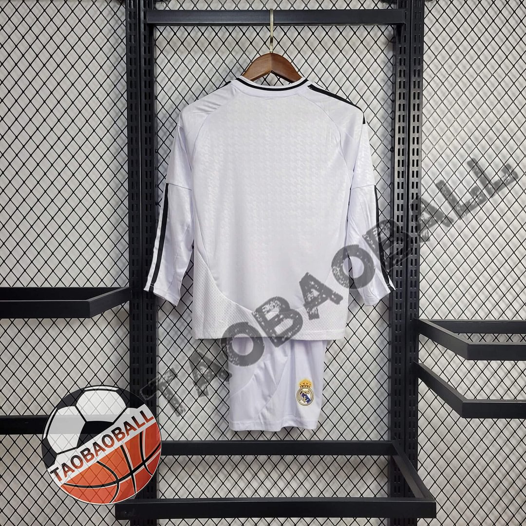 2024/2025 Real Madrid Long Sleeve Home Football Shirt Kids Size