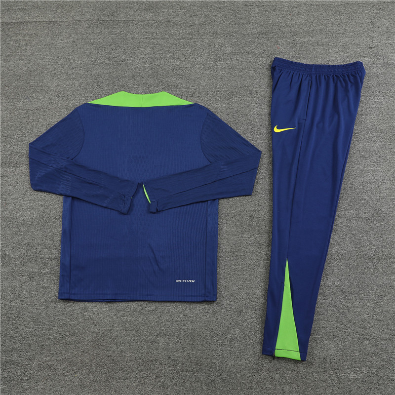 2024/2025 Brazil dark blue half zip football jersey