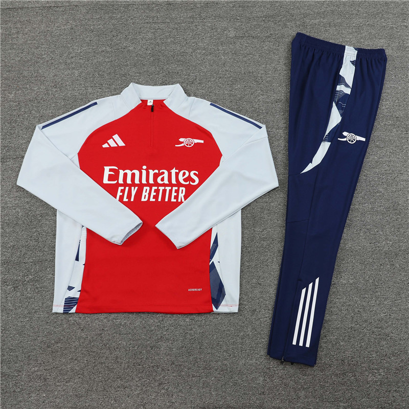 2024/2025 Arsenal Red White Half-Pull Training Suit Football Jersey
