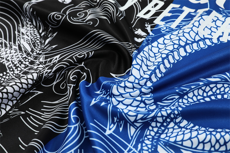 2025/2026 Real Madrid Blue Black Dragon Training Wear Suit Shirt