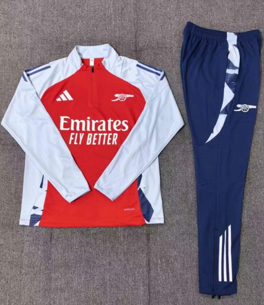 2024/2025 Arsenal Red White Half-Pull Training Suit Football Jersey