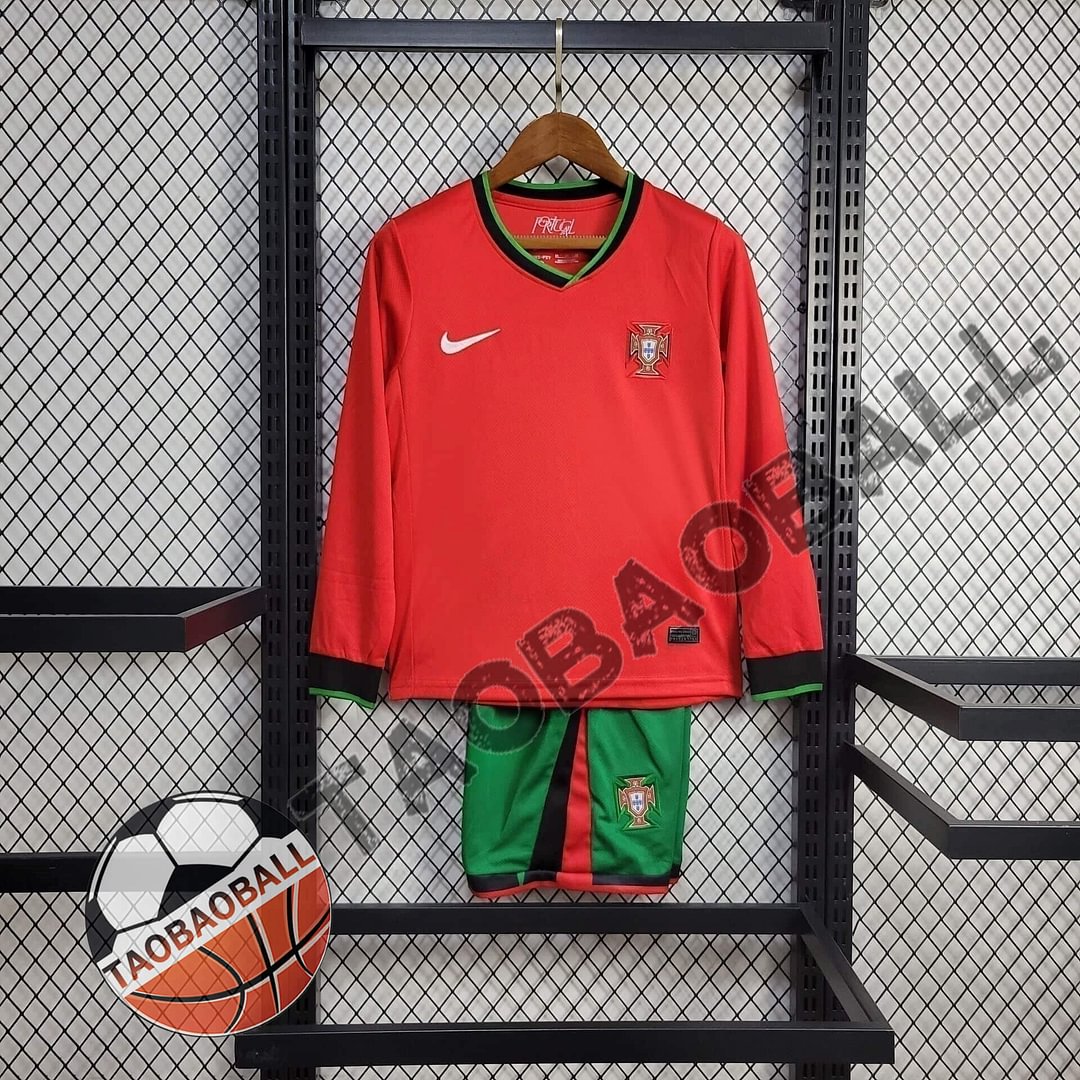 2024/2025 Long Sleeve Portugal Home Football Shirt Kids