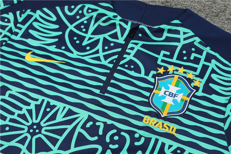 2024/2025 Brazil Lake Blue Camouflage Half Zipper Football Jacket