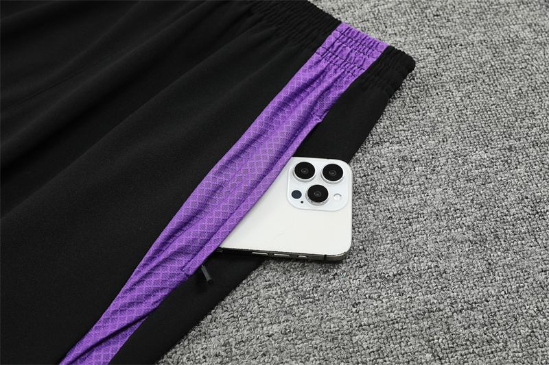 2024/2025 Real Madrid Long Zipped Jacket Training Suit Purple and Black Football Shirt