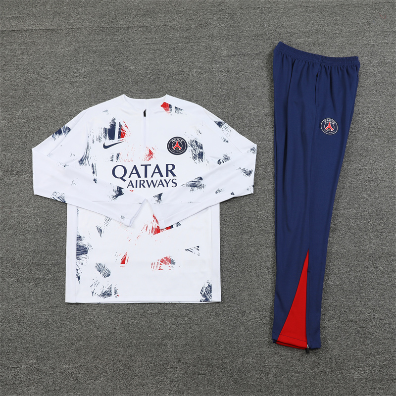 2024/2025 Paris Saint-Germain Light Grey Half-Pull Training Suit