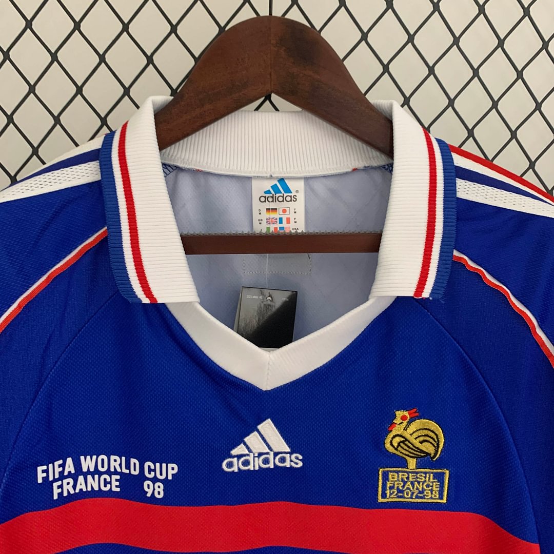 1998 France Retro Long Sleeve Home Football Shirt