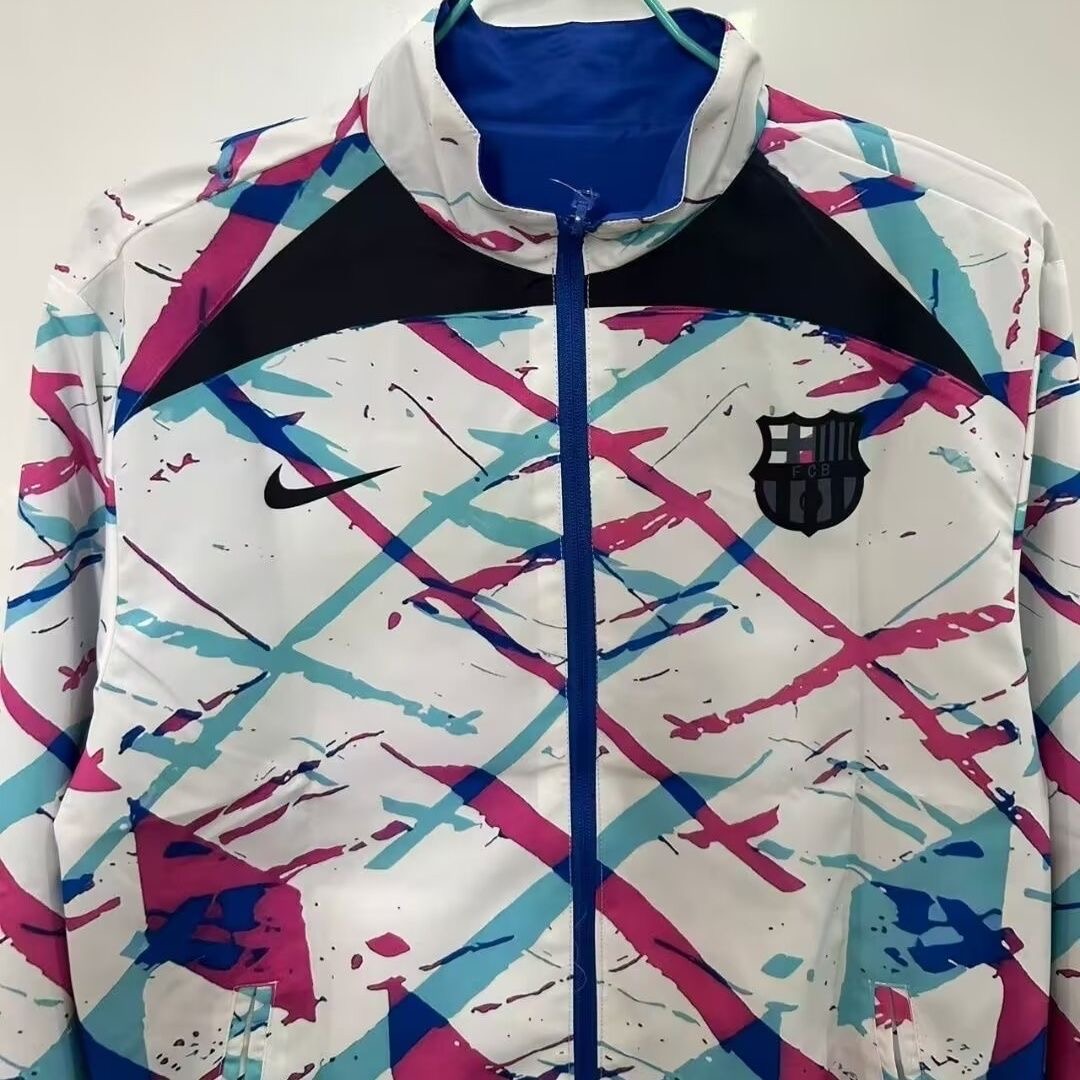 2023/2024 Barcelona(Red and White)Double-sided Windbreaker Football Jersey