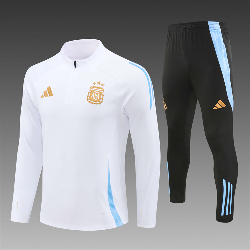 2024/2025 Argentina White Half-Pull Training Suit Player Edition