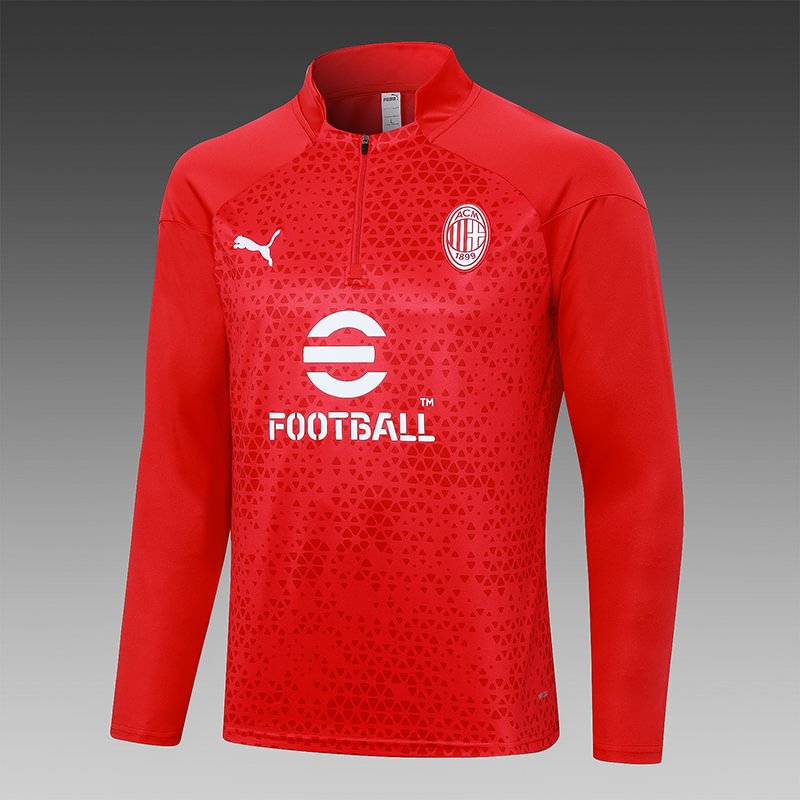 2023/2024 AC Milan Half-Pull Training Suit Red Football Shirt
