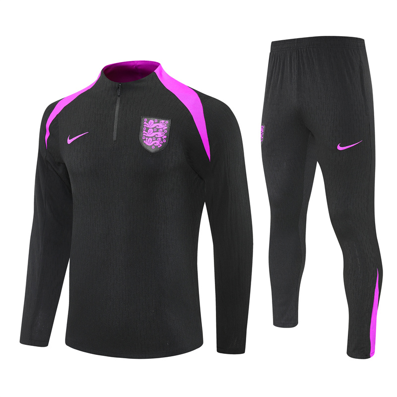 2025/2026 England Black Half zip training suit set