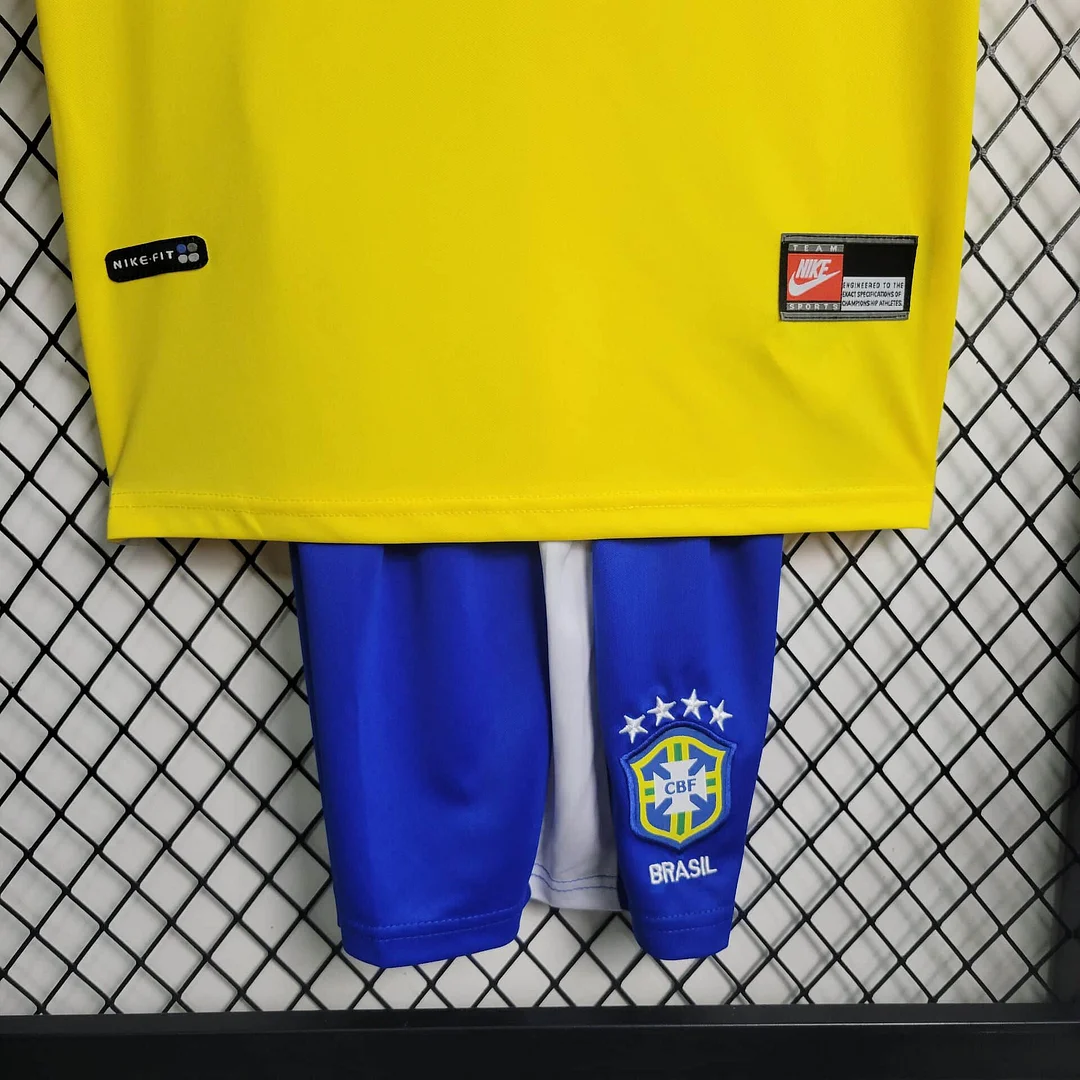 1998 Retro Brazil Home Football Shirt Kids