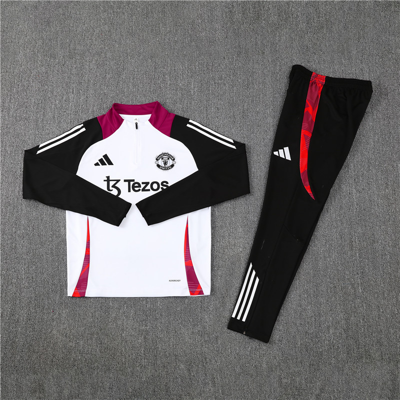 2024/2025 Manchester United White Half-Pull Training Football Jersey