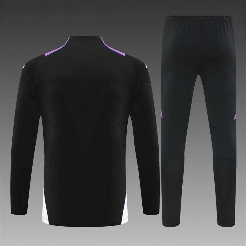 2024/2025 Real Madrid Long Zipped Jacket Training Suit Purple and Black Football Shirt