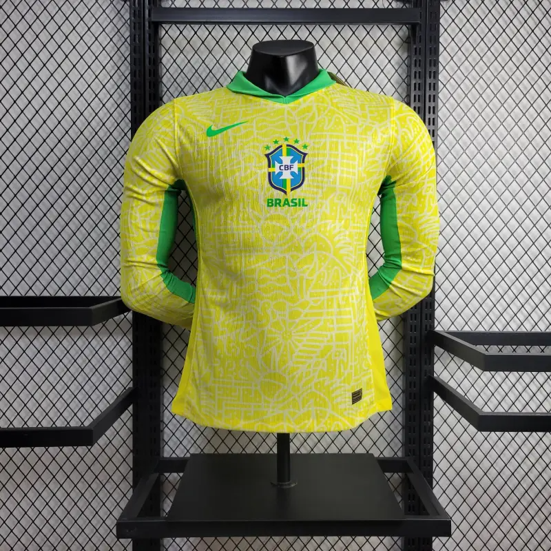 2024 Brazil Long Sleeve Home Football Shirt( Player Version)