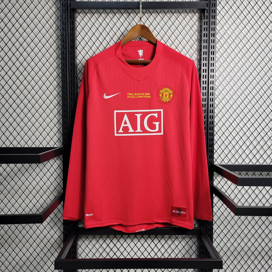 2007/2008 Manchester United Long Sleeve Retro Home Champions League Final Football Shirt