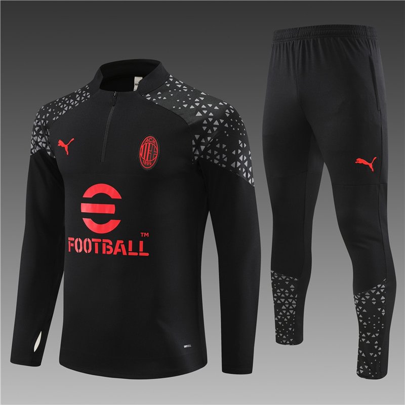 2023/2024 AC Milan Half-Pull Training Suit Black Football Shirt
