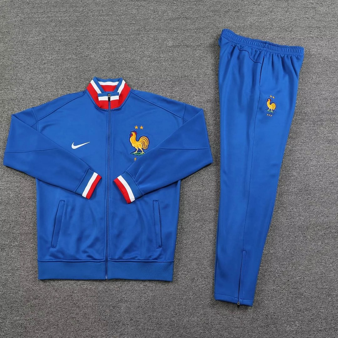 2024/2025 France Long Zipped Jacket Training Suit Blue Football Shirt