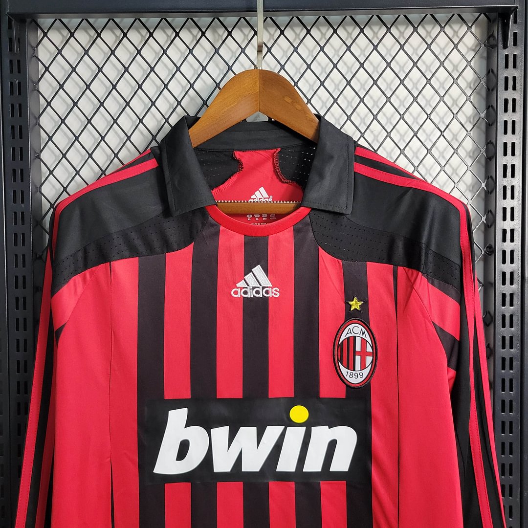 2007/2008 AC Milan Retro Long Sleeve Home Football Shirt