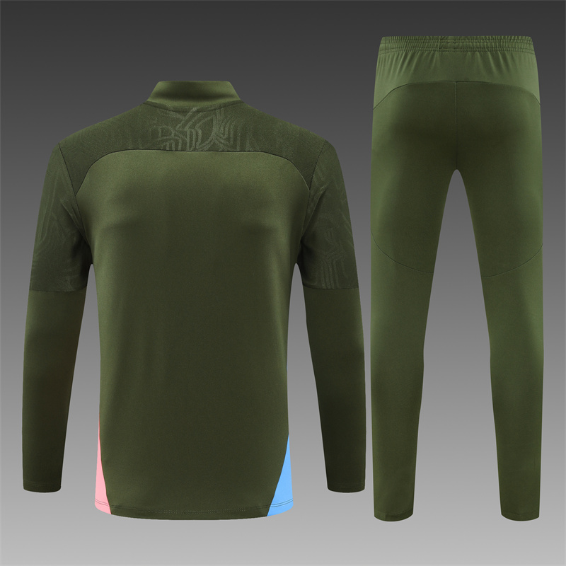 2024/2025 Manchester City Army Green Half-Pull Training Football Jersey