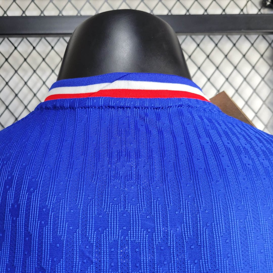 2024 France Royal Blue Long Sleeve Home Football Shirt For Player Version