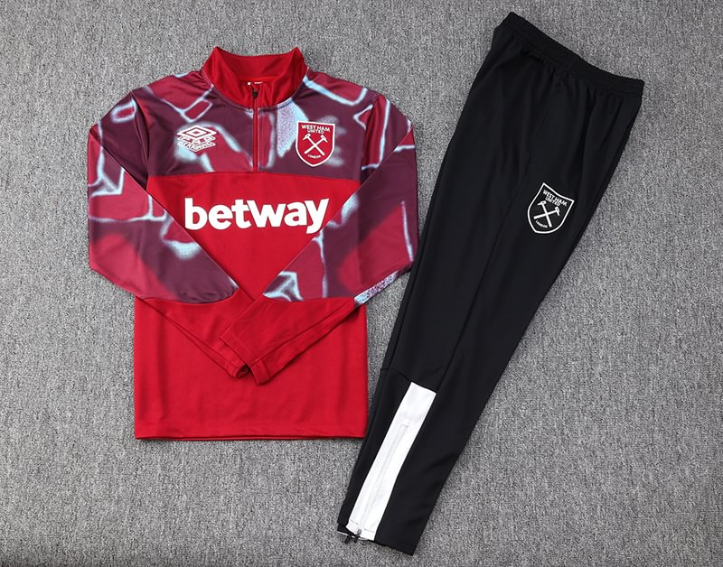 2022/2023 West Ham United Half-Pull Training Suit Maroon Red Football Shirt