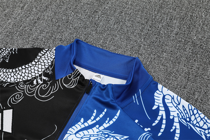 2025/2026 Real Madrid Blue Black Dragon Training Wear Suit Shirt