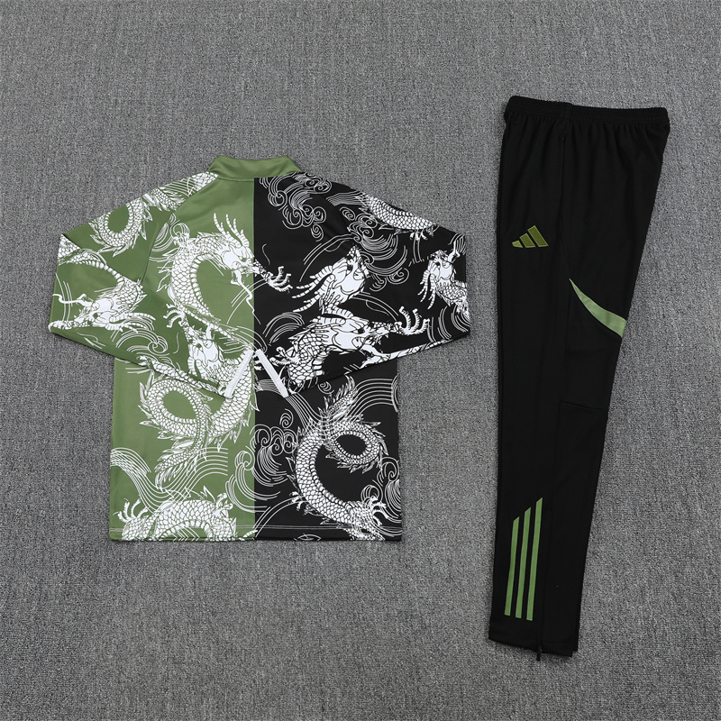 2025/2026 Real Madrid Green Black Dragon Training Wear Suit Shirt