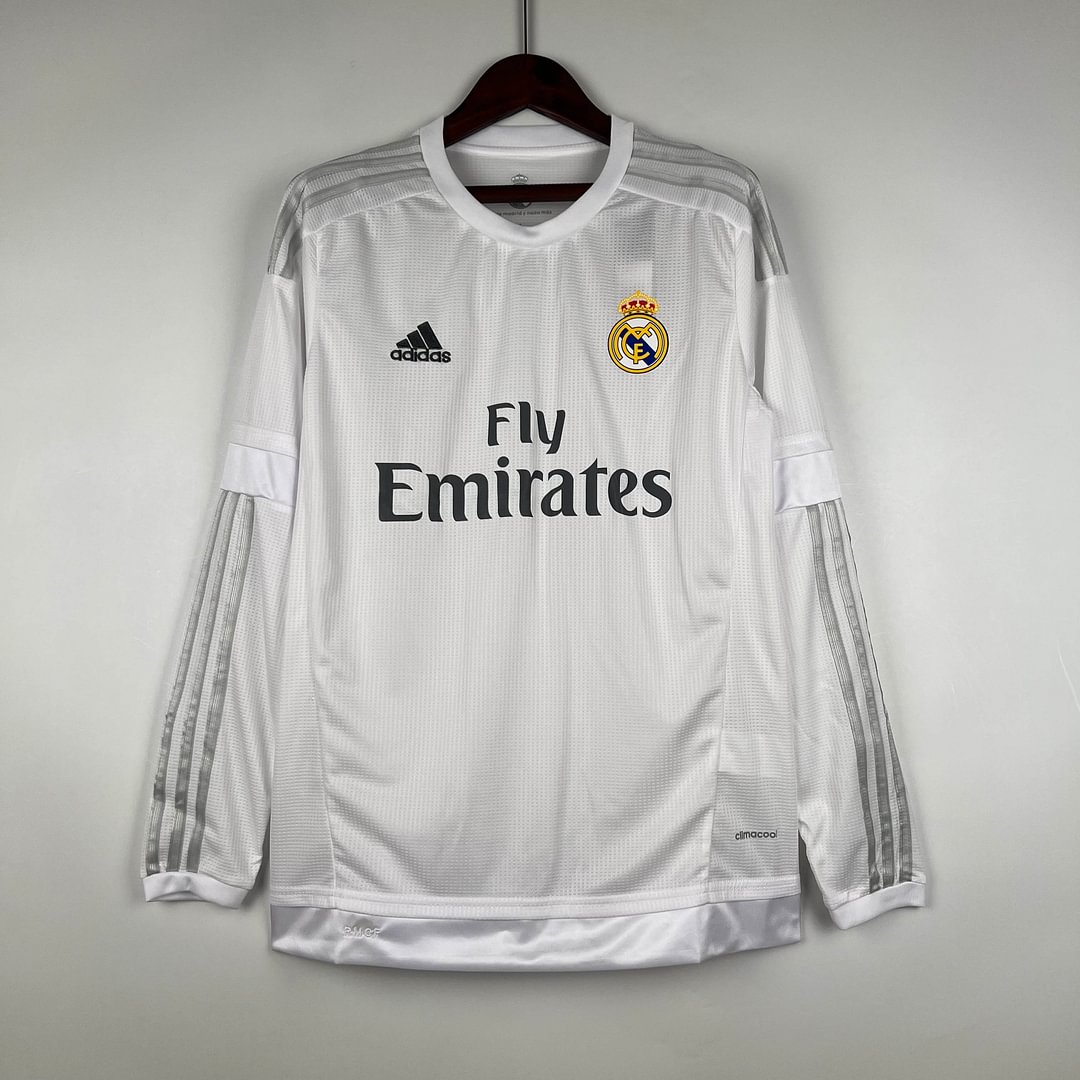 2015/2016 Real Madrid Retro Long Sleeve Home Football Shirt