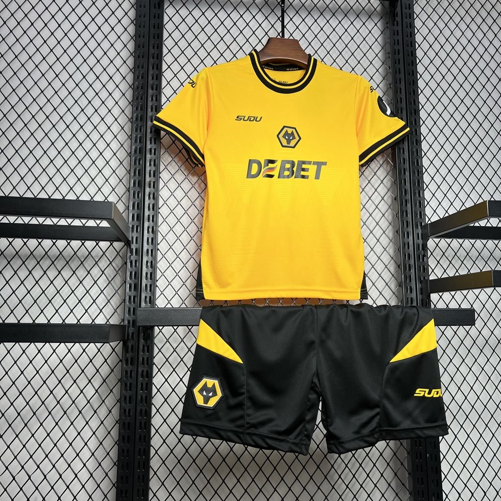 2024/2025 Wolverhampton Black and Yellow Football Shirt (For Kids )