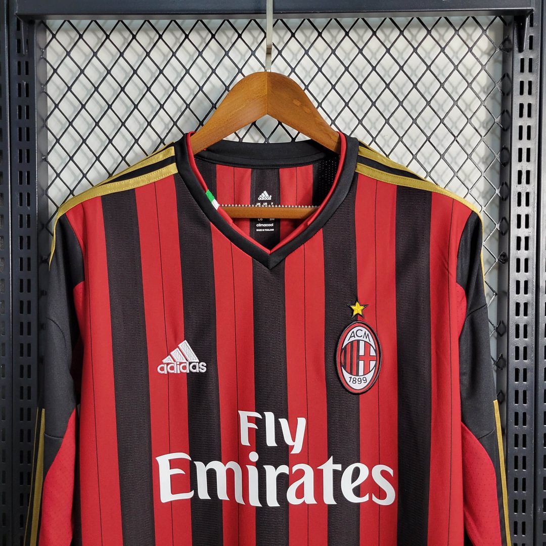 2013/2014 AC Milan Retro Long Sleeve Home Football Shirt