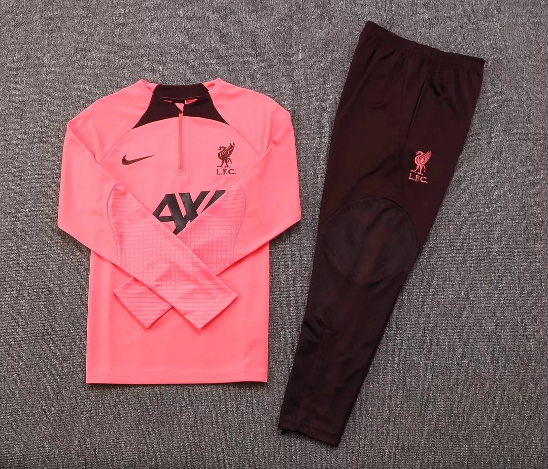 2022/2023 Liverpool Half-Pull Training Suit Pink Football Shirt