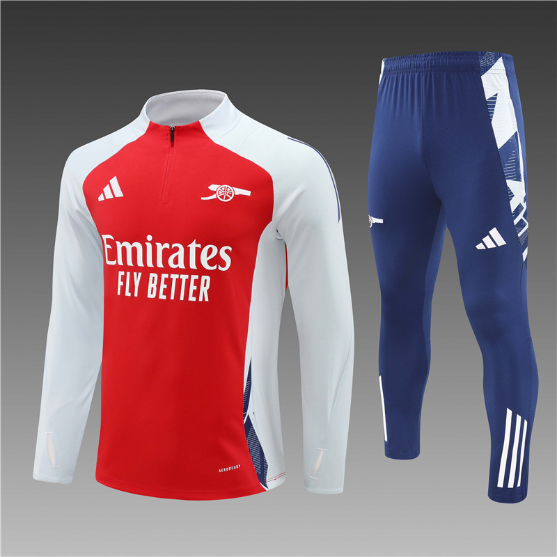 2024/2025 Arsenal Red White Half-Pull Training Suit Football Jersey