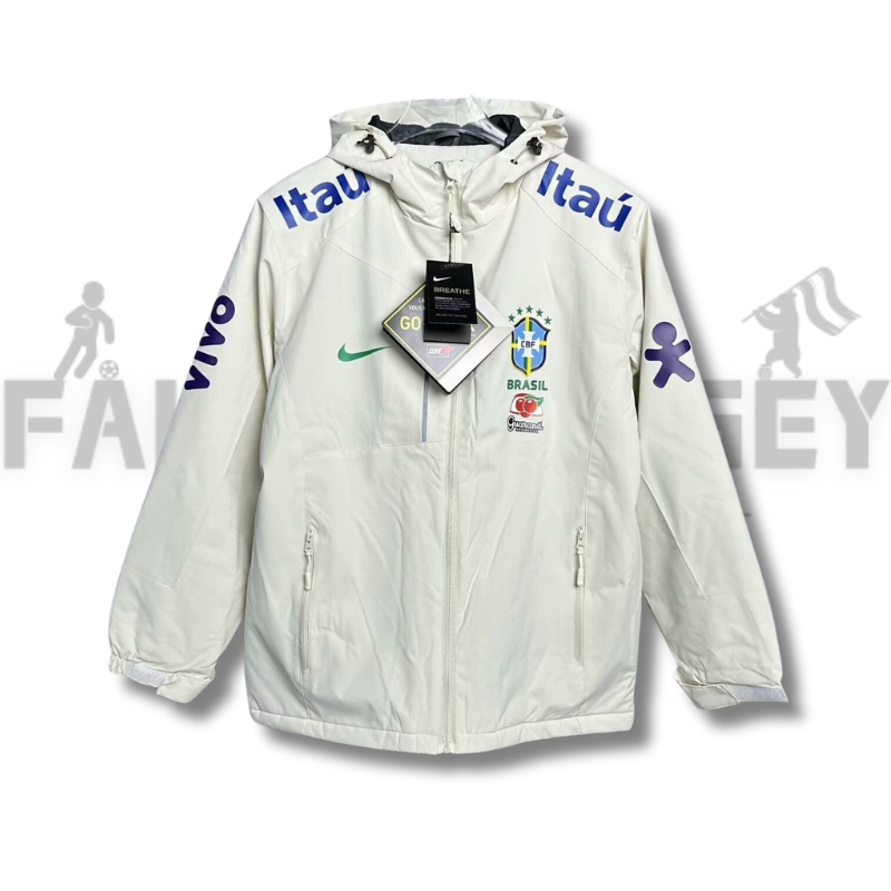 2024 Brazil Team Leader White Windbreaker Football Shirt