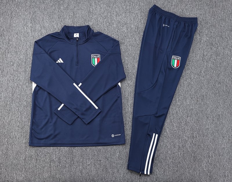 2023/2024 Italy Half-Pull Training Suit Sky Blue Football Shirt