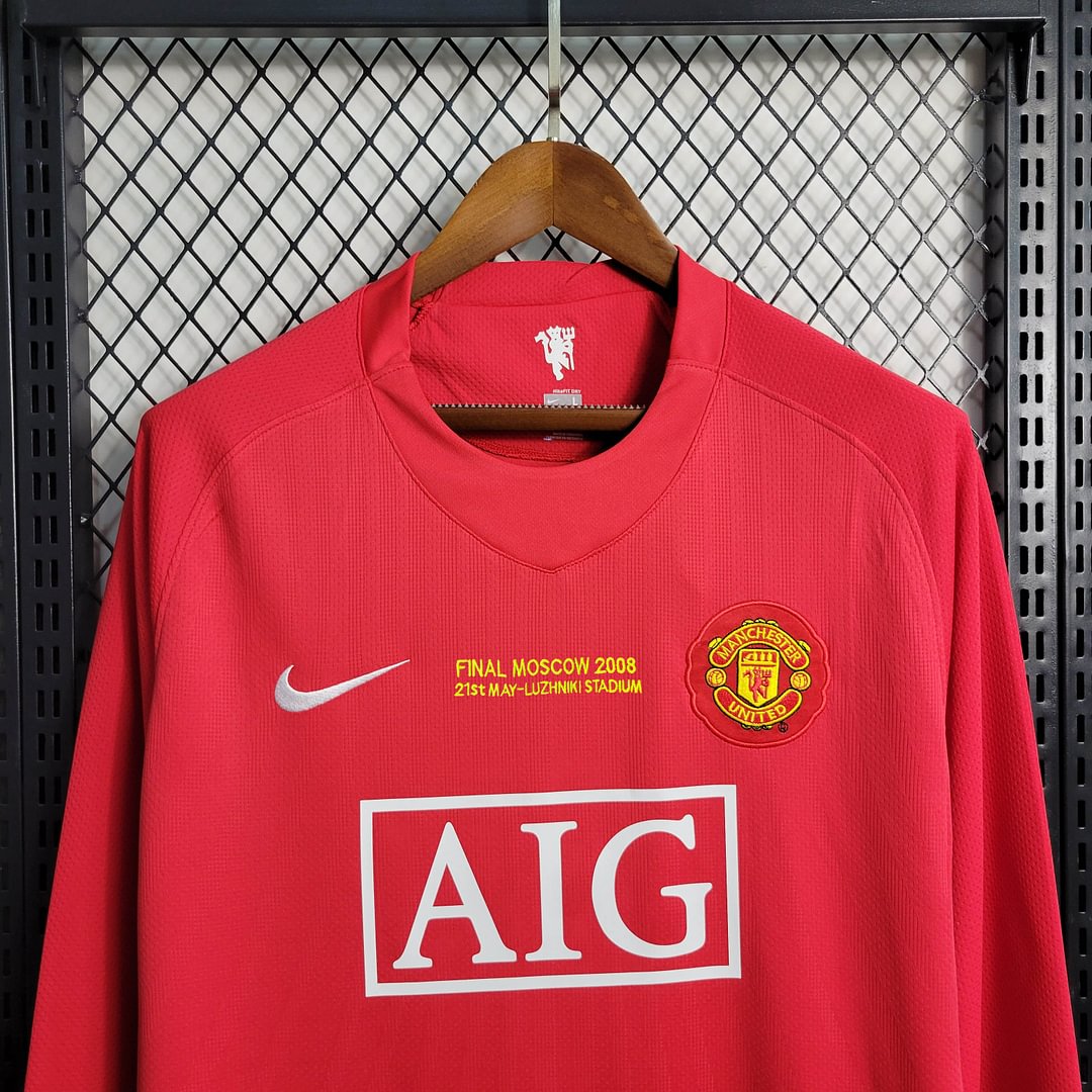 2007/2008 Manchester United Long Sleeve Retro Home Champions League Final Football Shirt