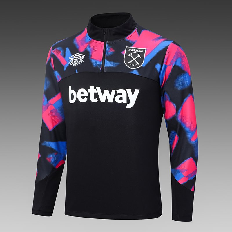 2022/2023 West Ham United Half-Pull Training Suit Black Football Shirt