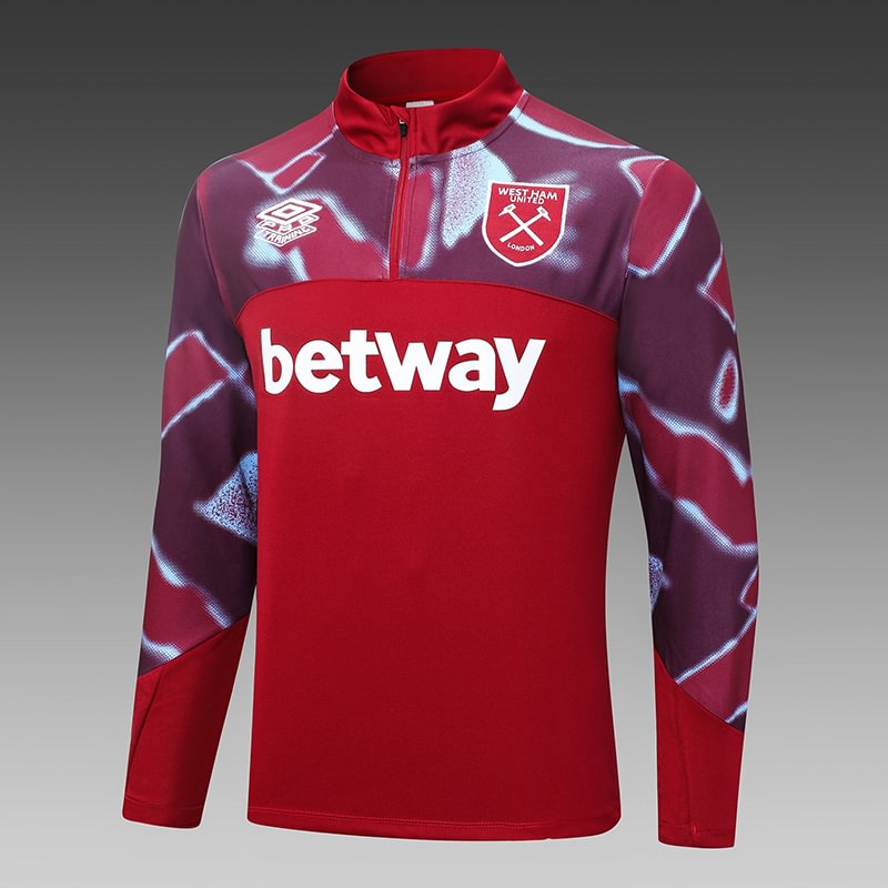 2022/2023 West Ham United Half-Pull Training Suit Maroon Red Football Shirt