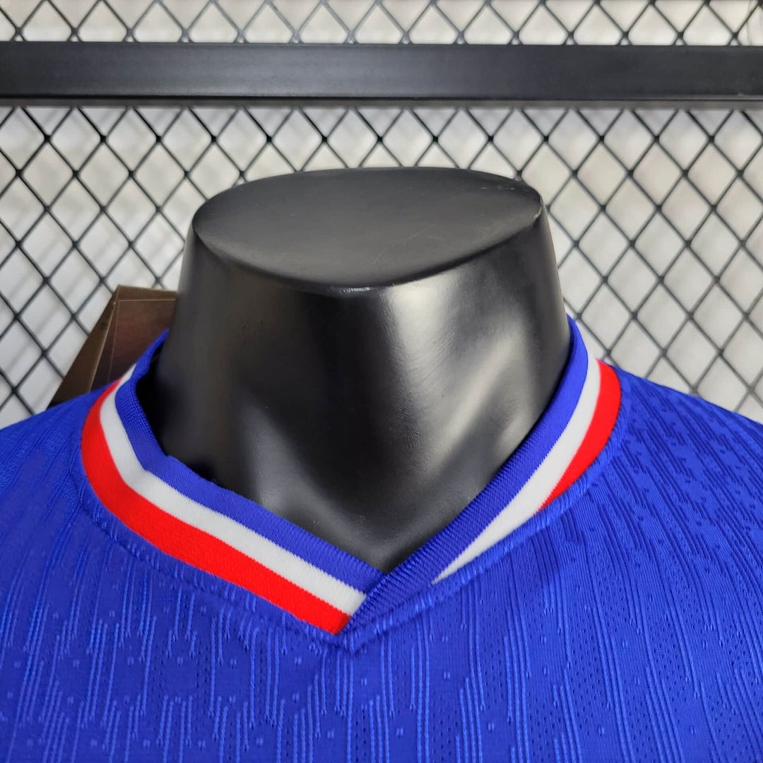 2024 France Royal Blue Long Sleeve Home Football Shirt For Player Version