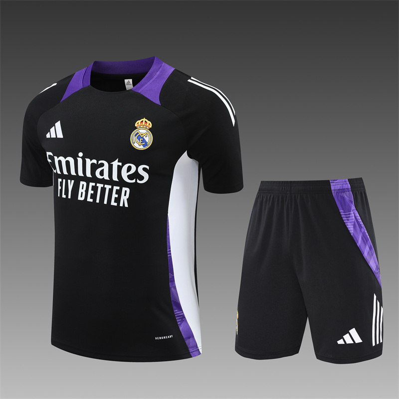 2024/2025 Real Madrid Black And Purple Training Wear Suit Shirt