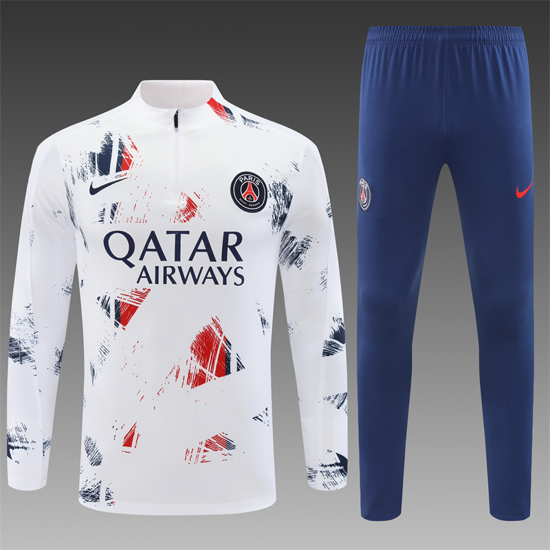 2024/2025 Paris Saint-Germain Light Grey Half-Pull Training Suit