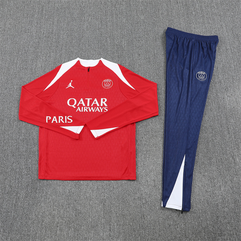 2025/2026 Paris Saint-Germain Red half zip training suit set