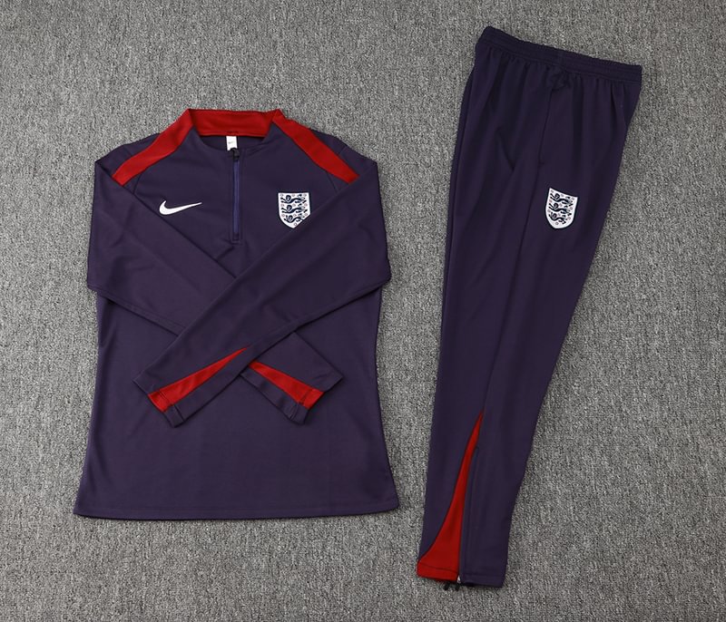 2024 England Half-Pull Training Suit Purple Football Shirt