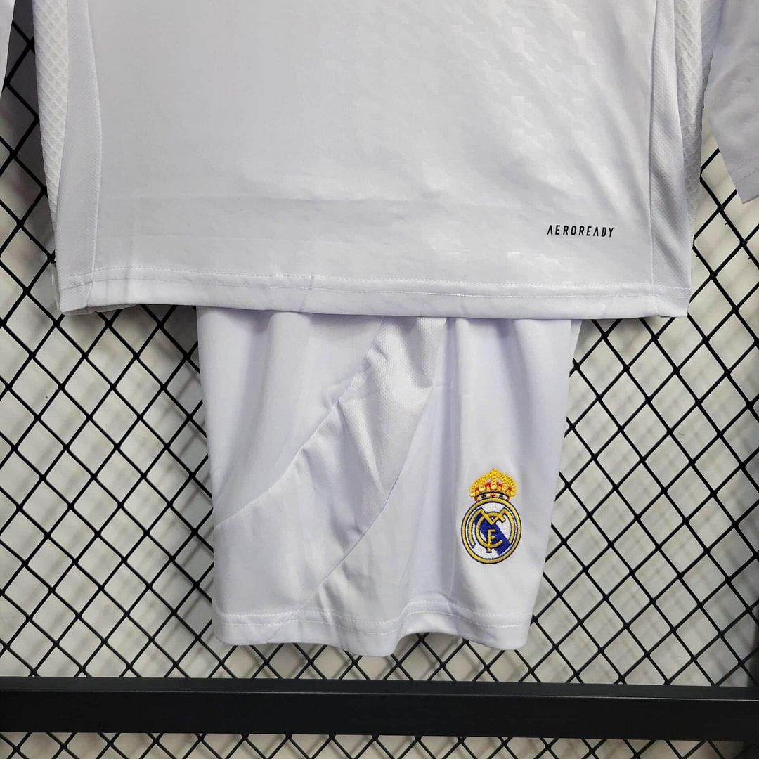 2024/2025 Real Madrid Long Sleeve Home Football Shirt Kids Size